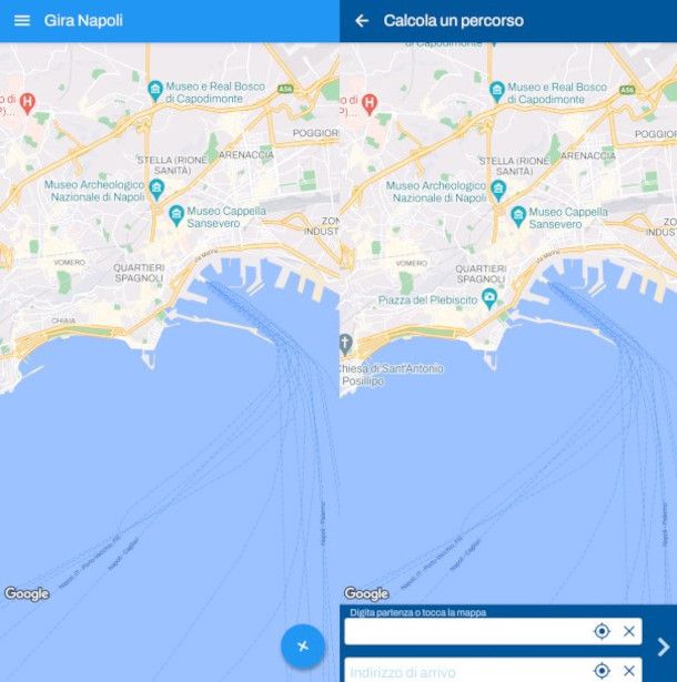 schermate app Gira Napoli