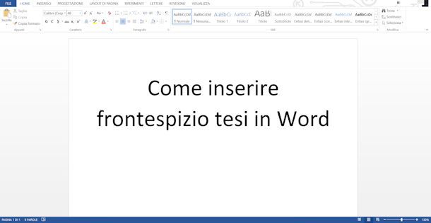 Inserire frontespizio Word da PC