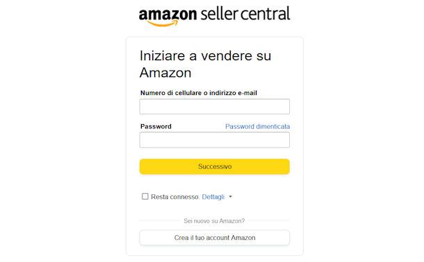 Creare account venditore su Amazon