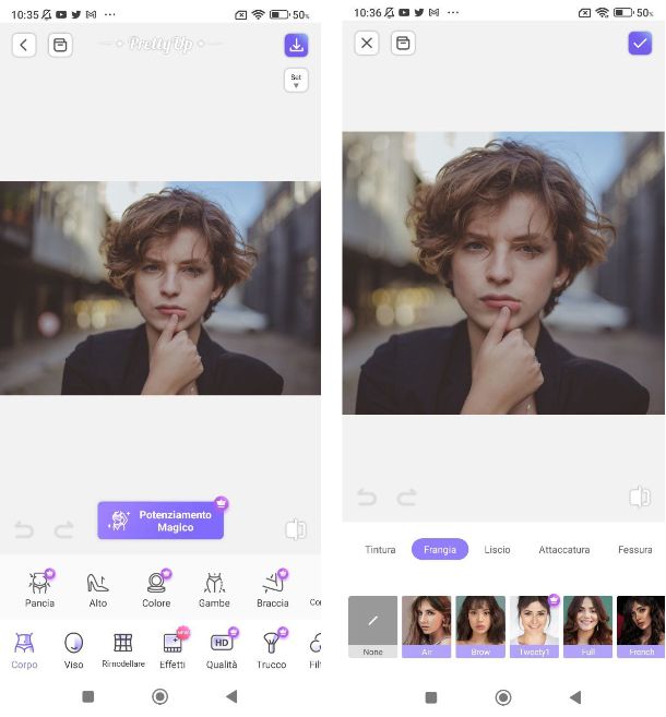 Altre app per allungare i capelli in una foto su smartphone