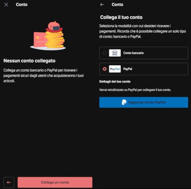 collegare conto PayPal da app Subito