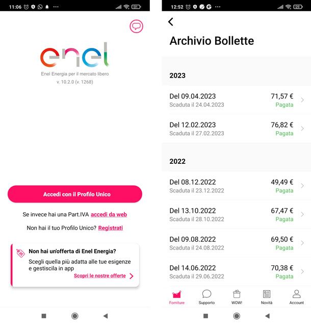 bollette Enel Energia su app
