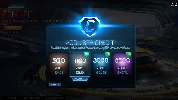 Come comprare la Fennec su Rocket League