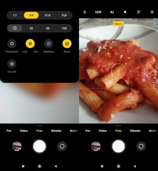 Come fotografare cibo con Android
