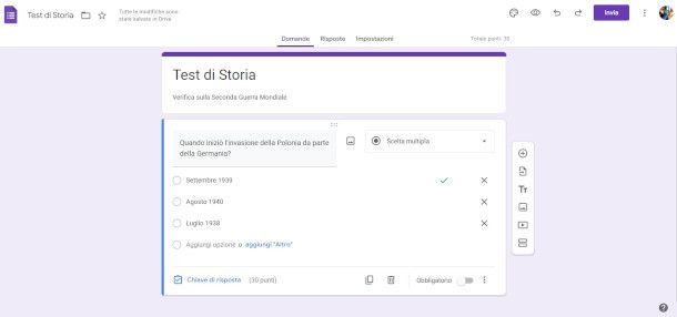 creazione quiz su Google Moduli