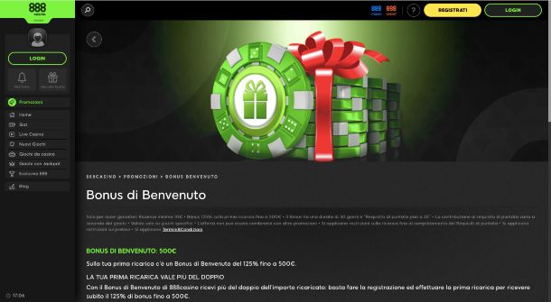 888Casino bonus di benvenuto