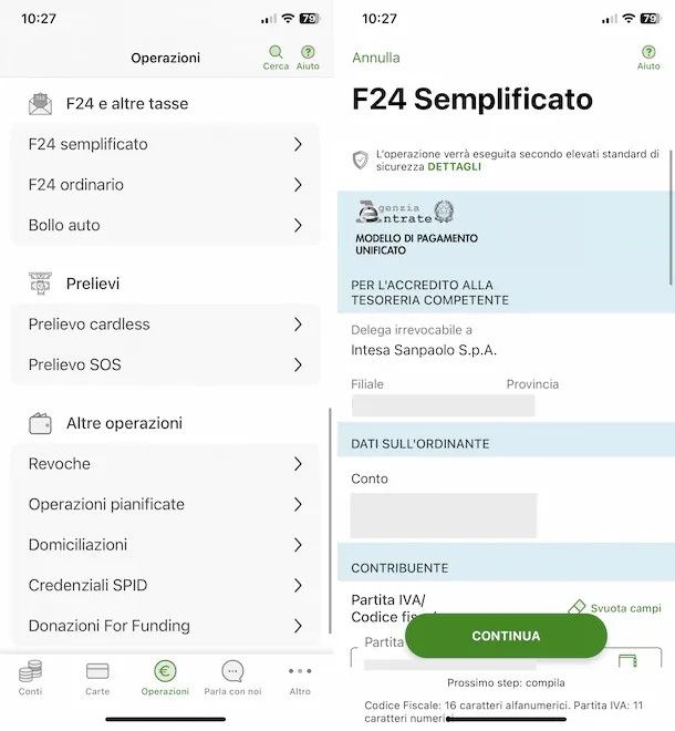 pagamento F24 app Intesa Sanpaolo