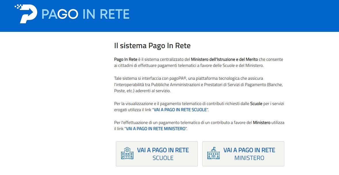 Pagamento mensa scolastica con Pago in Rete