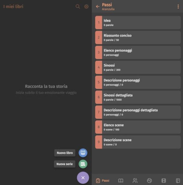 schermate app Fabula