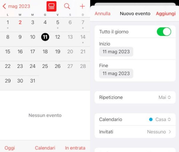 schermate calendario Apple