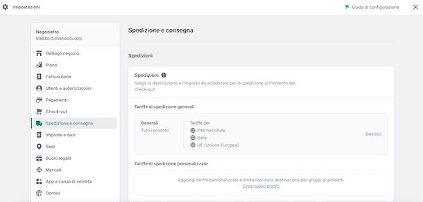 Spedizioni Shopify