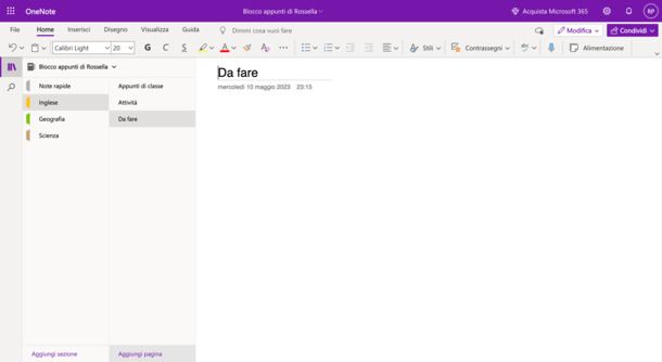 Blocco note OneNote