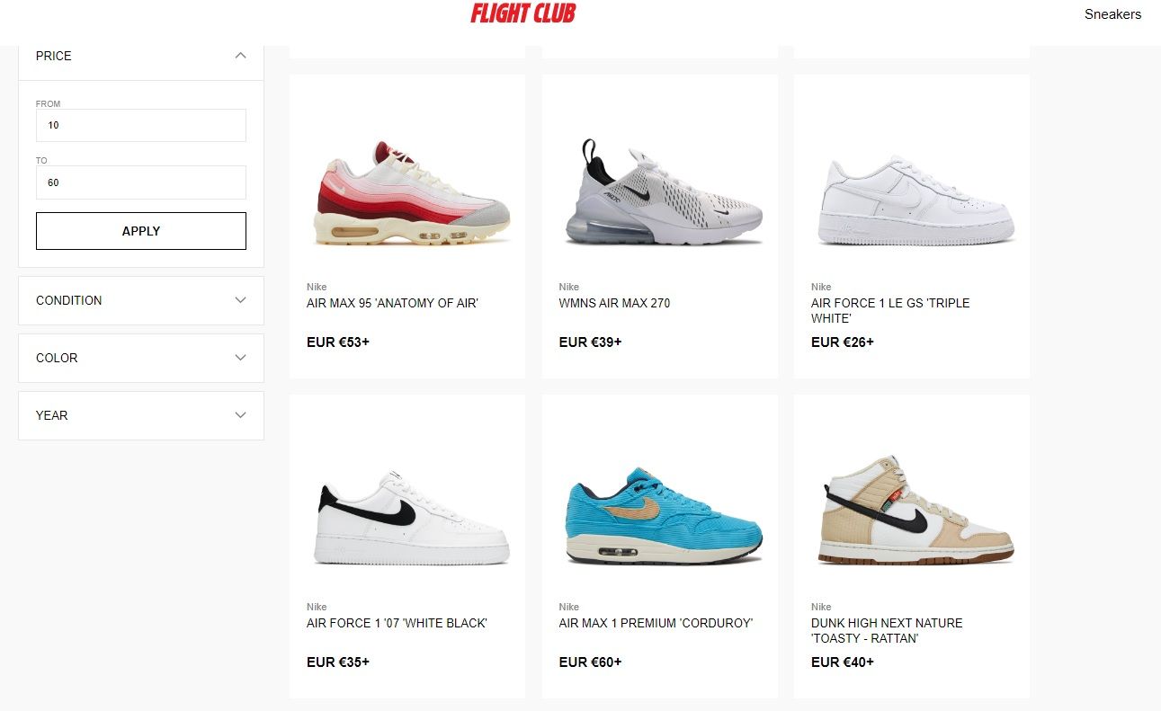 Le scarpe Nike del sito americano Flight Club