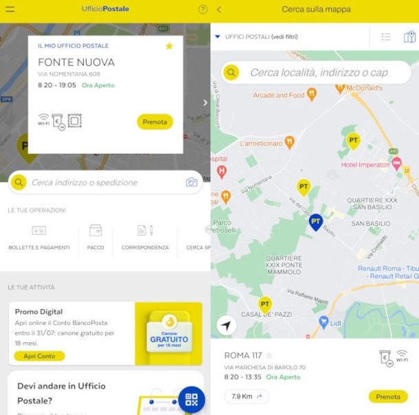 schermate app Ufficio Postale