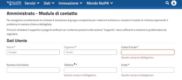 Assistenza NoiPA online