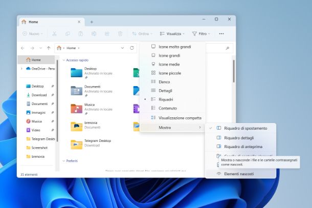Come visualizzare file nascosti Windows 11