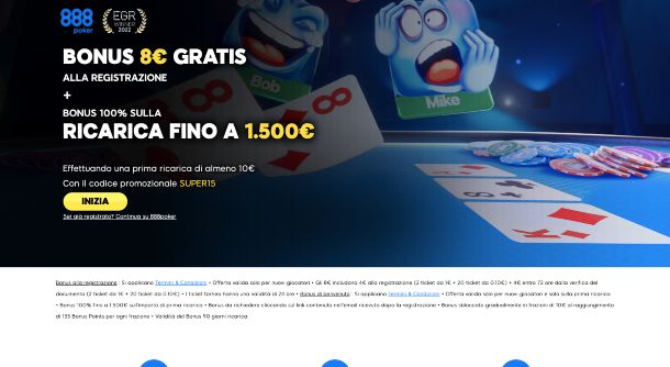 888poker bonus di benvenuto