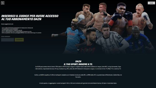 DAZN con la carta prepagata