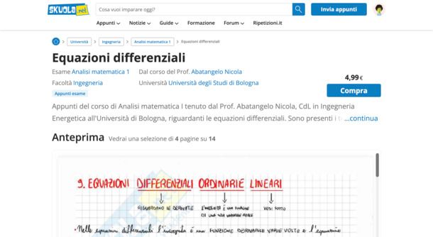 Anteprima appunti su Skuola.net