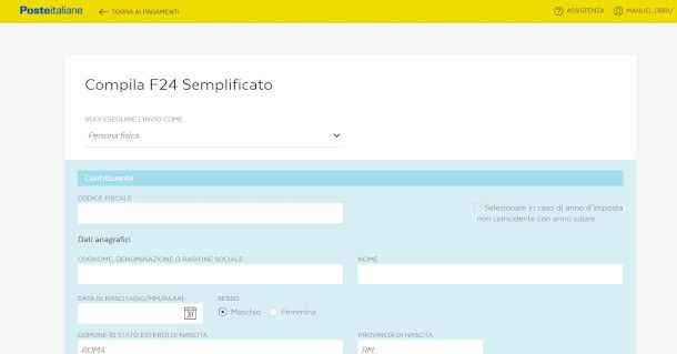 pagamento F24 sito Poste.it