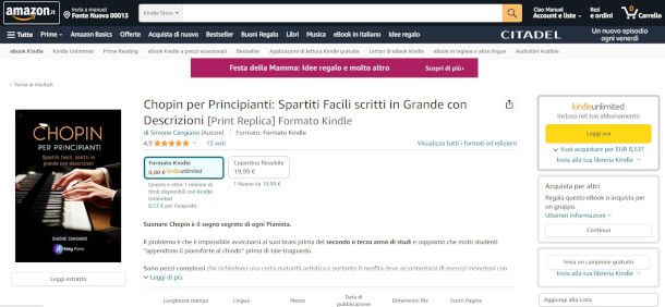 spartito compreso con Kindle Unlimited su sito Amazon