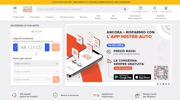 home page sito Mister auto