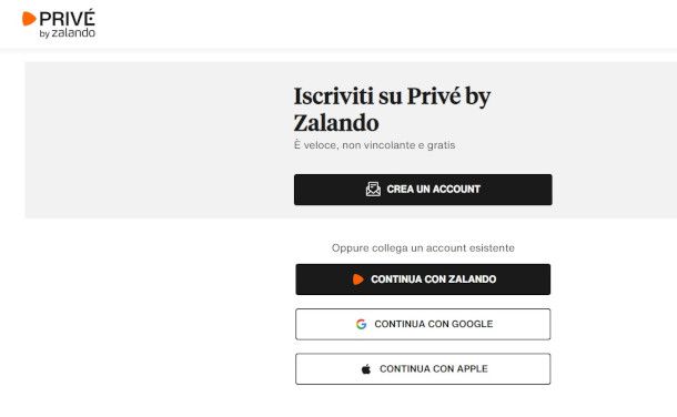 associazione account Zalando a Privé