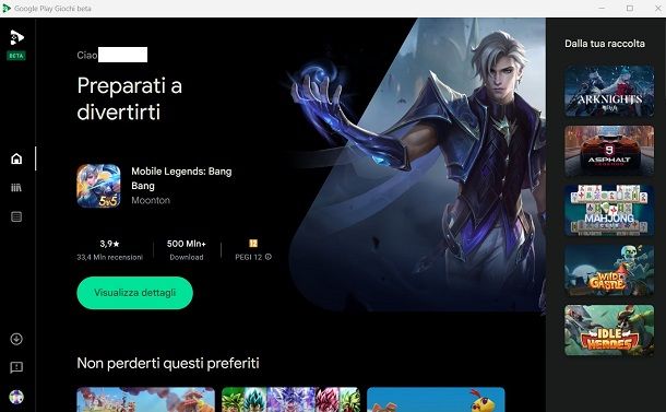 Google Play Giochi su PC