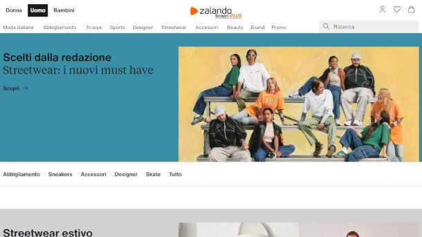 sezione streetwear sito Zalando