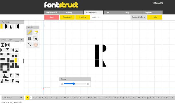 interfaccia FontStruct