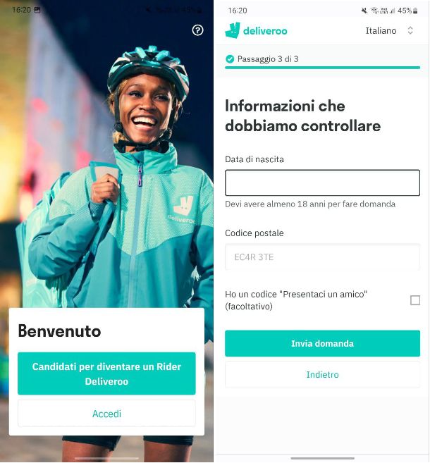 Come funziona Deliveroo Rider