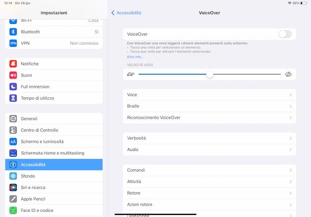 VoiceOver su iPad
