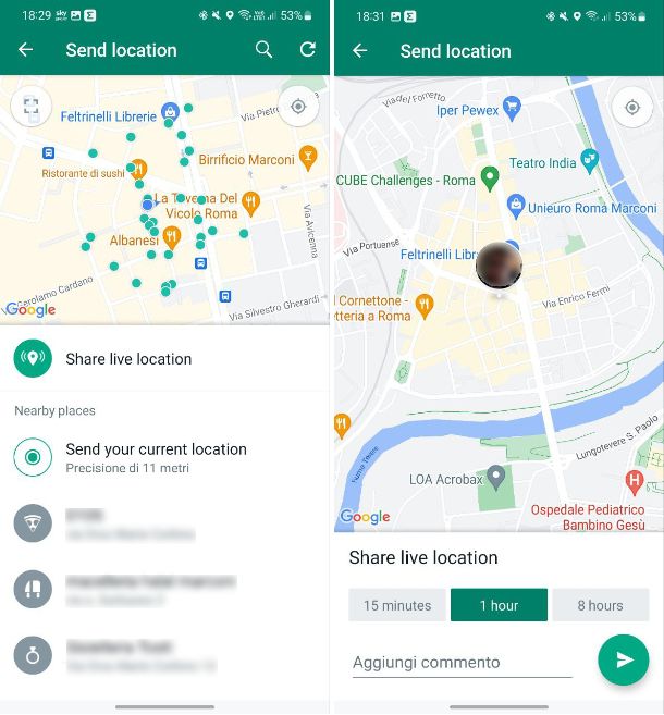 Come condividere la posizione con WhatsApp