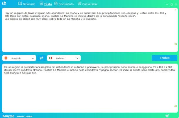 schermata traduttore Babylon