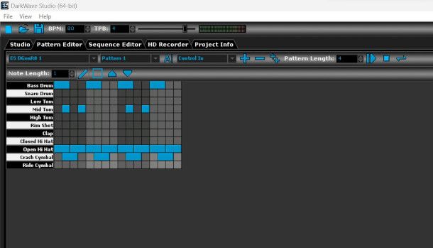 creazione pattern su Dark Wave Studio