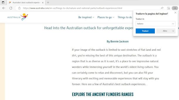 traduzione pagina Web con Edge