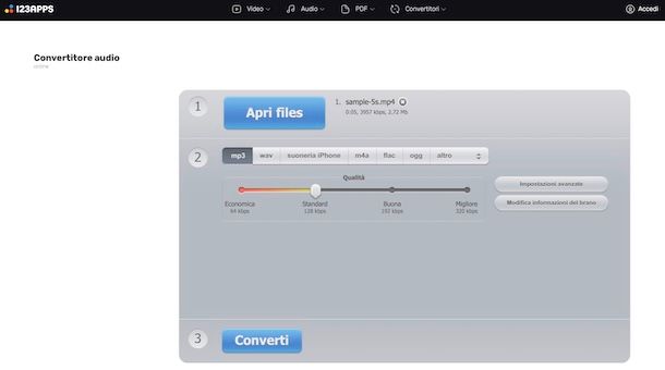 Convertitore audio di 123apps