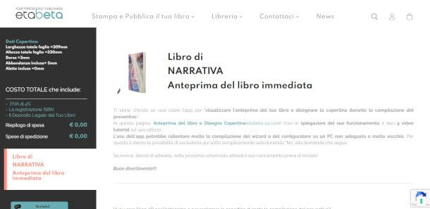 schermata pubblicazione libro su sito EtaBeta