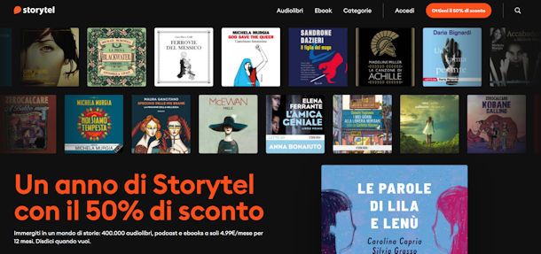 Sito Storytel per audiolibri