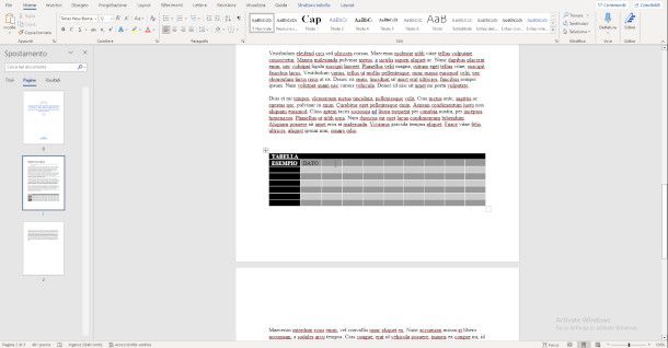 Tabelle Tesi su Word