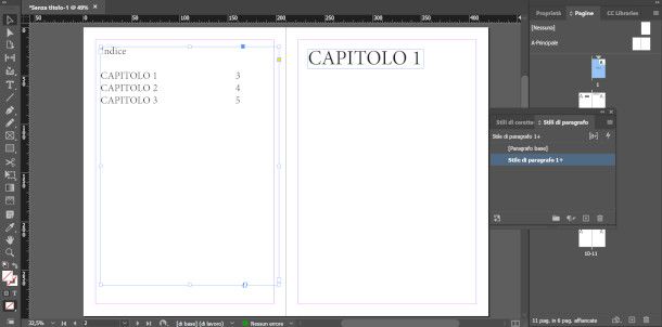 indice tesi su InDesign