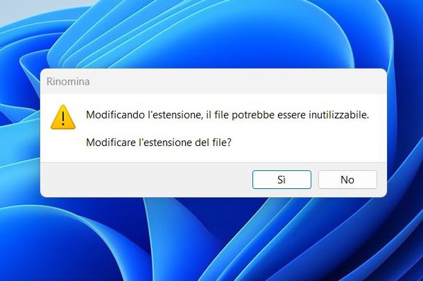 Come modificare estensione file Windows 10