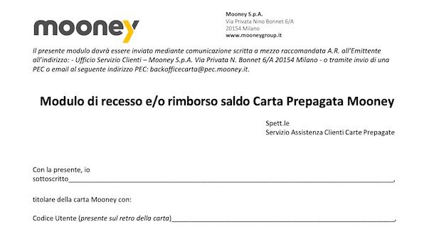 Modulo recesso carta Mooney