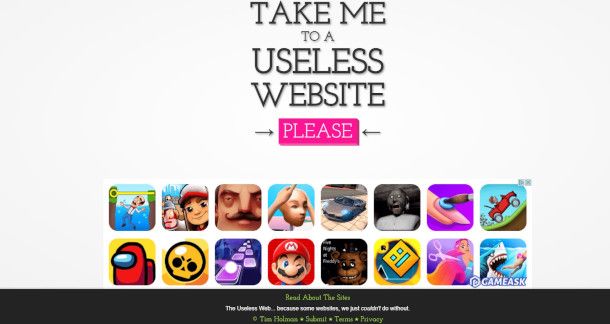 home page sito the useless web