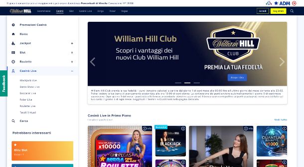 William Hill casinò live