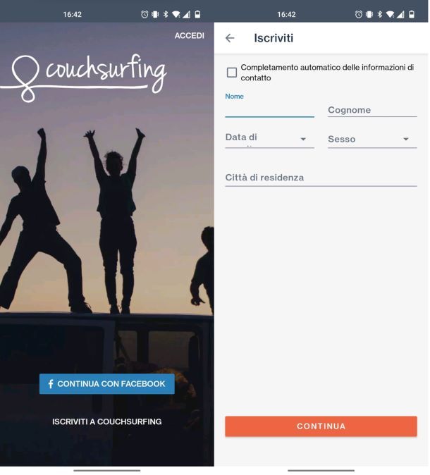 Couchsurfing app