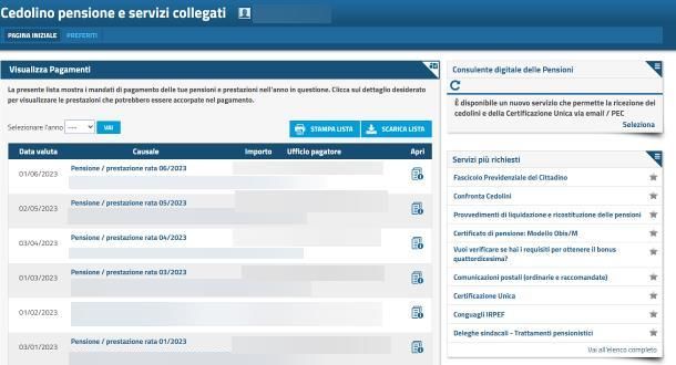 Come vedere cedolino pensione INPS con SPID