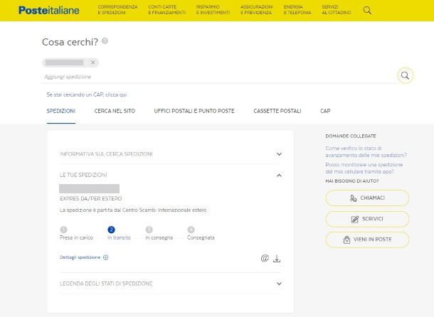Rintracciare spedizione Poste Italiane da computer