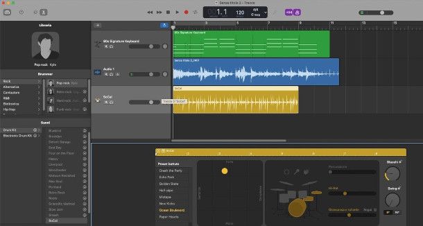 Registrazione traccia audio e batteria su GarageBand Mac