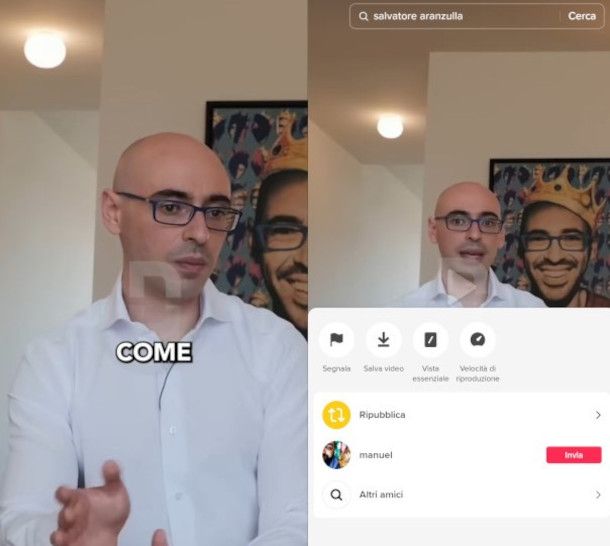 salvare un video da app TikTok